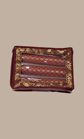 3 Roll Maroon Bangle Pouch Bag