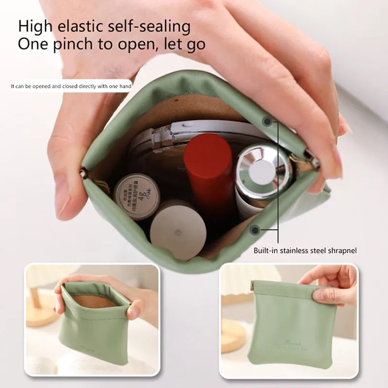 Automatic Closing Pouch Leather