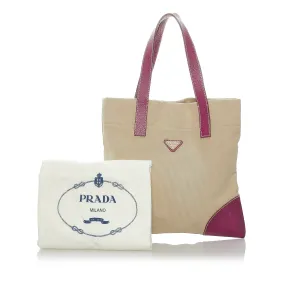 Beige Prada Canvas Tote Bag