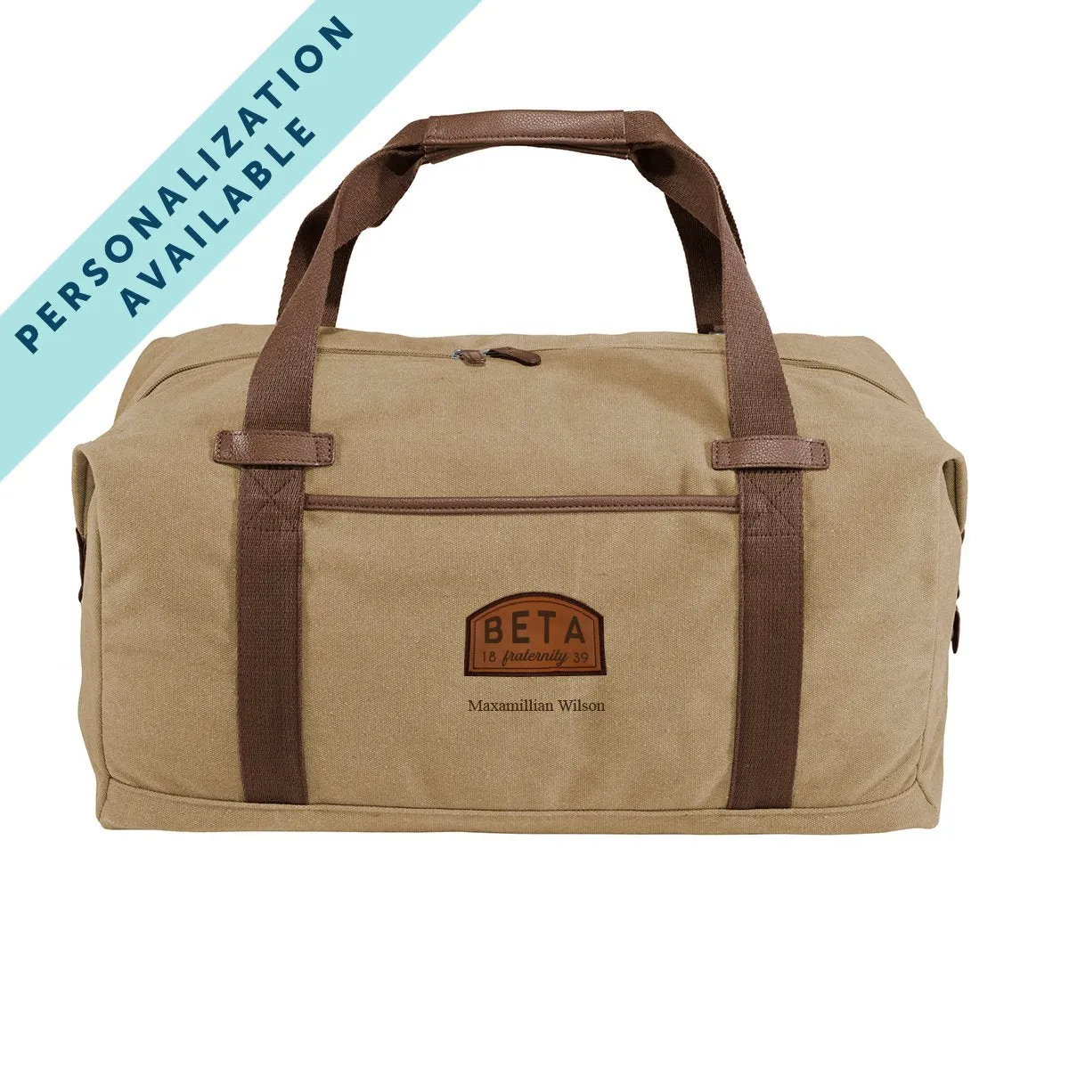 Beta Khaki Canvas Duffel With Leather Patch