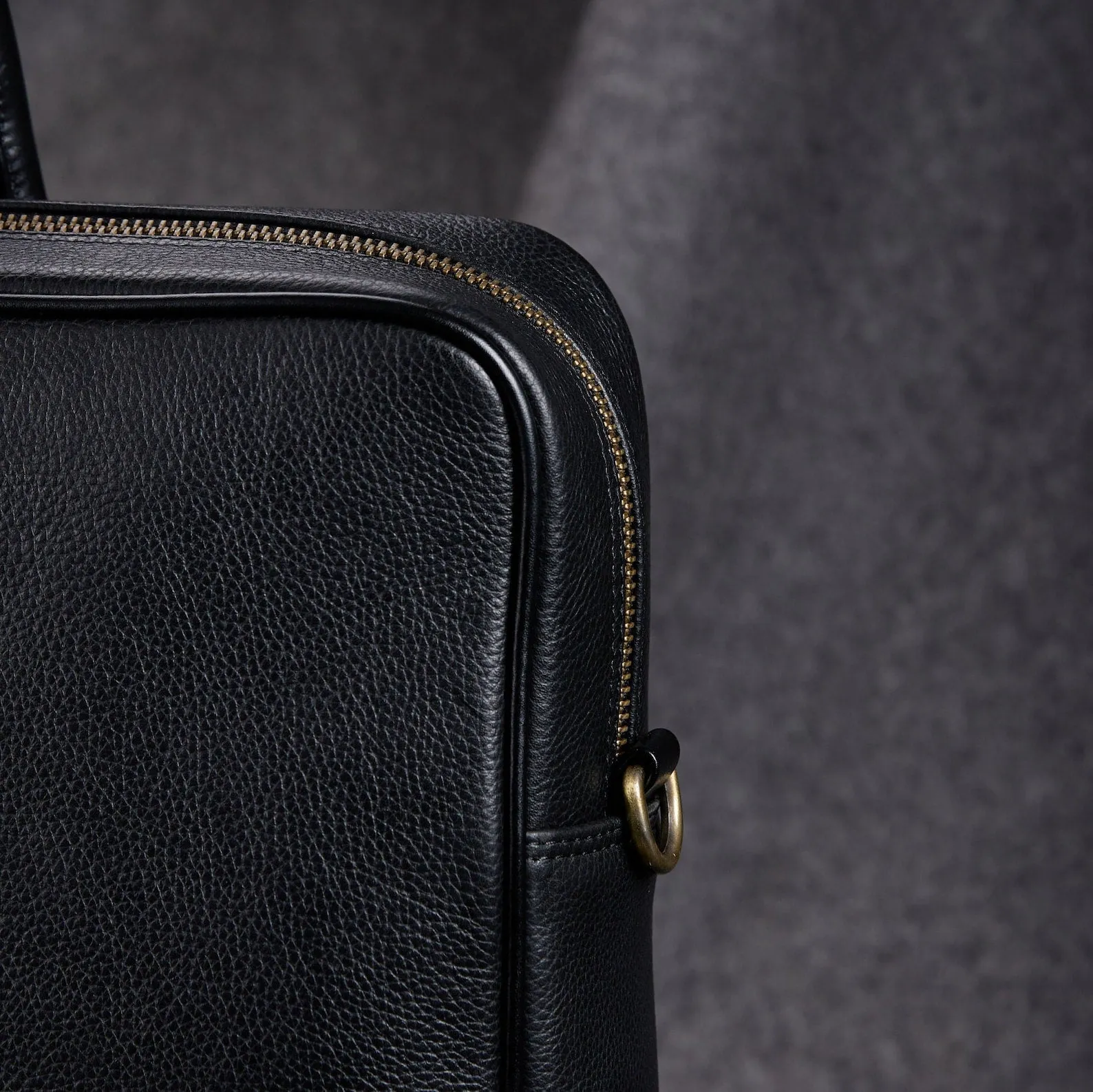 Black Leather Briefcase Bag With Trolley Sleeve