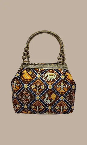 Brown Printed Handbag