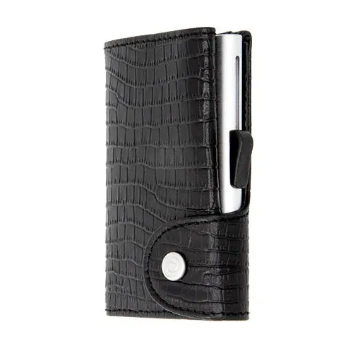 C-Secure Leather Wallet/Cardholder Croc Black