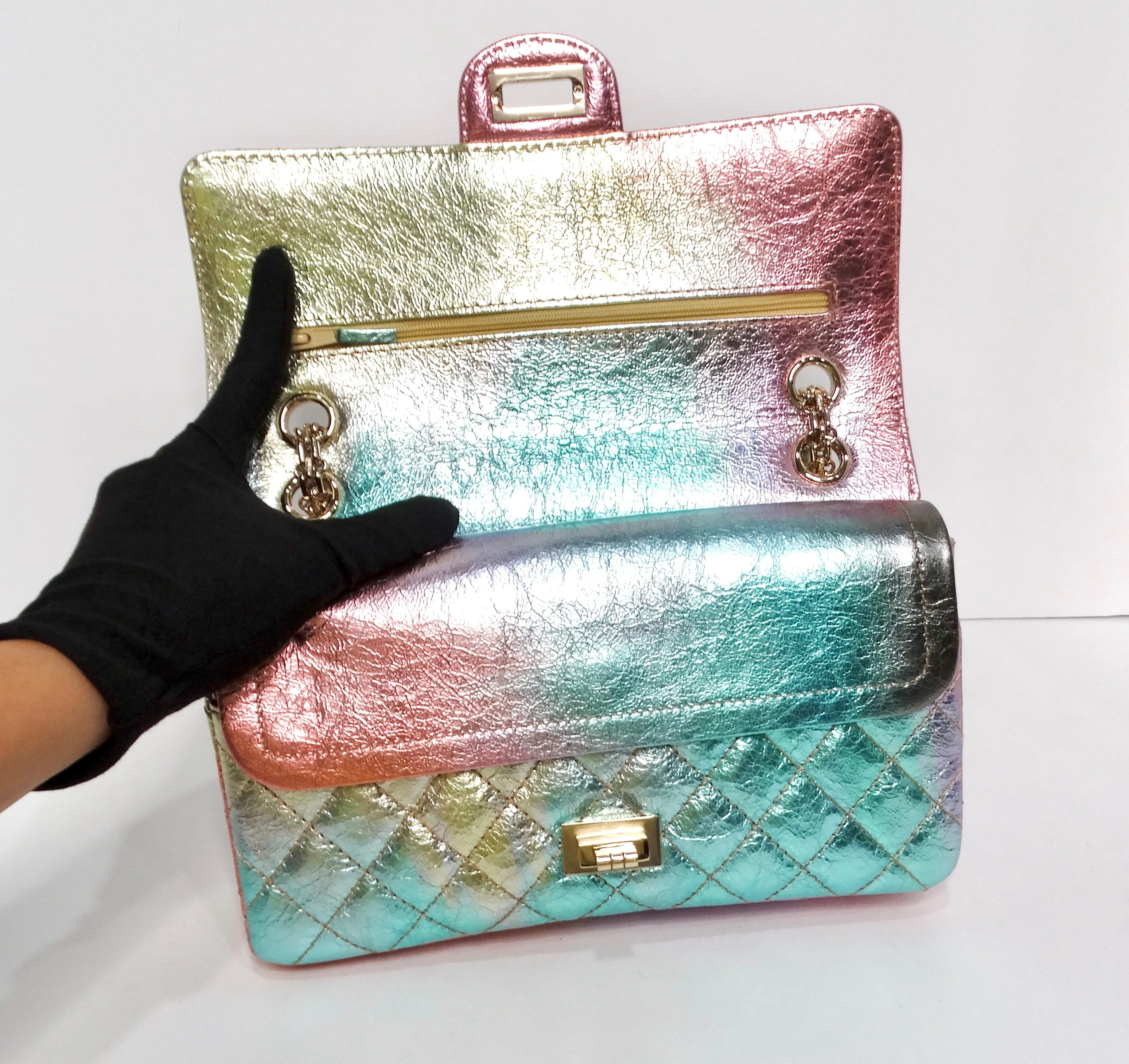 Chanel 2020 Rainbow Metallic Goatskin Small 2.55 Reissue Flap Bag