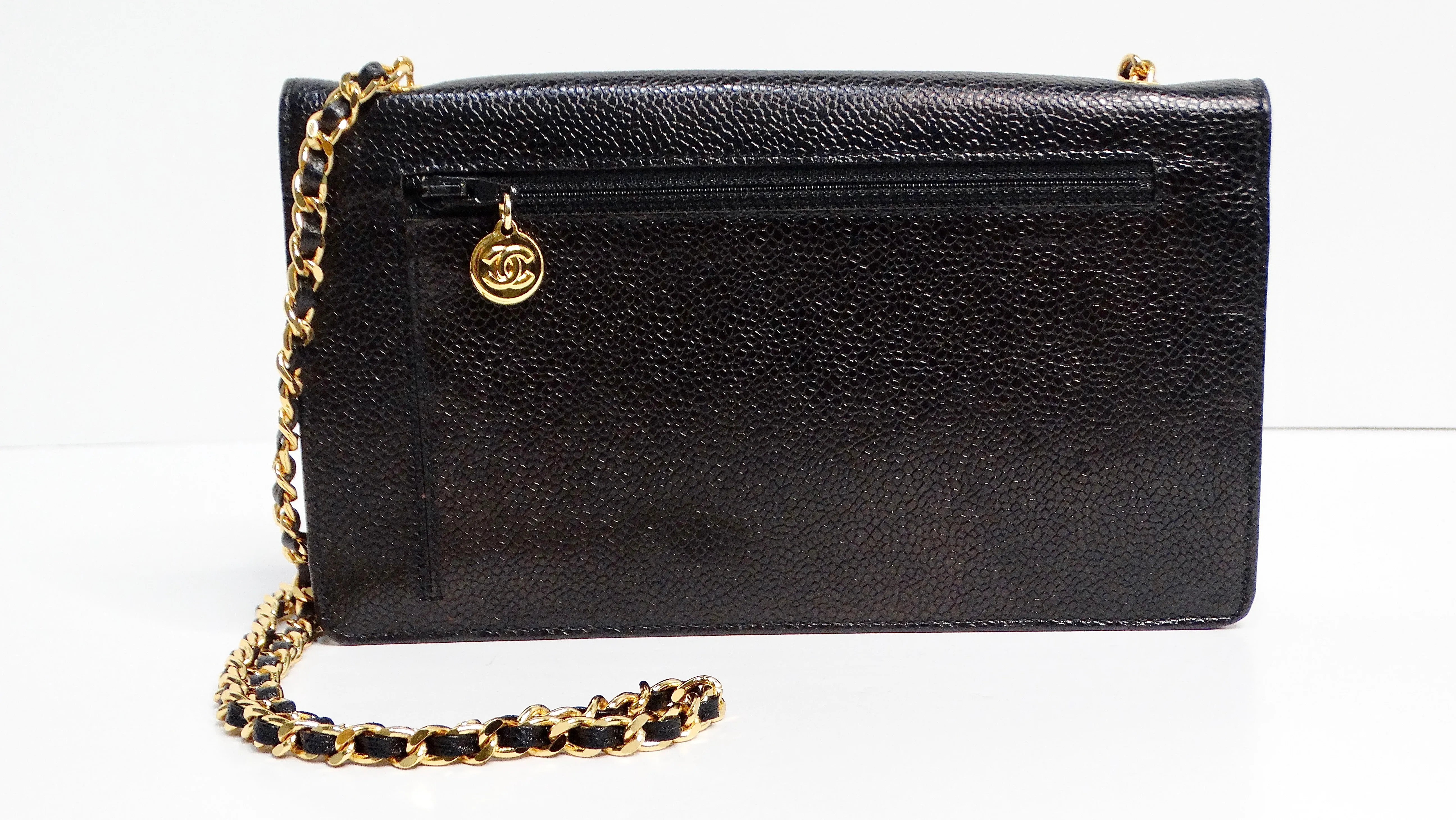 Chanel Black Leather CC Embossed Crossbody WOC