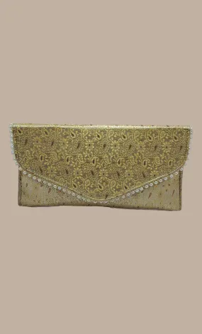 Cream Woven Clutch