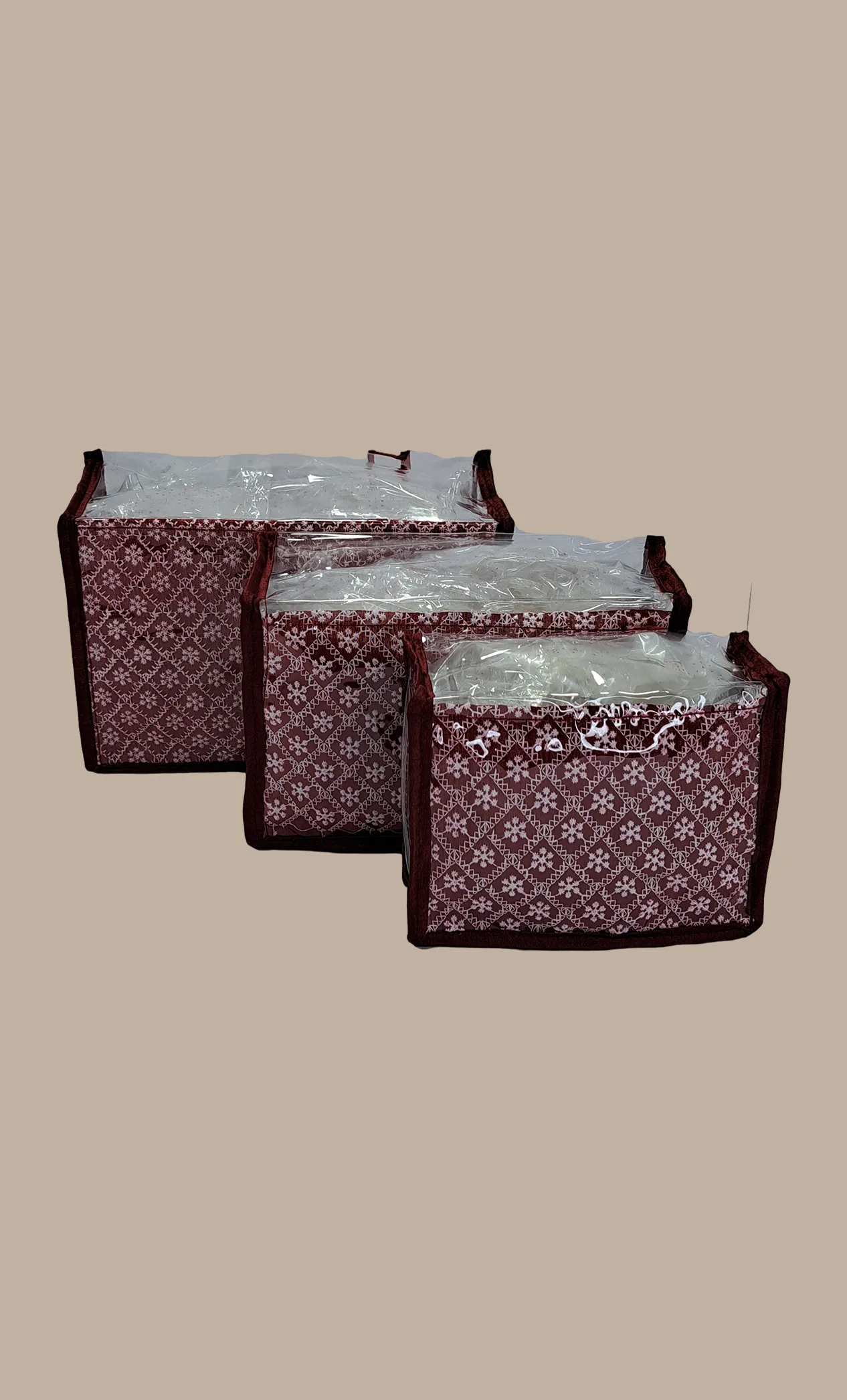 Dark Maroon 3 Piece Cosmetic Pouch