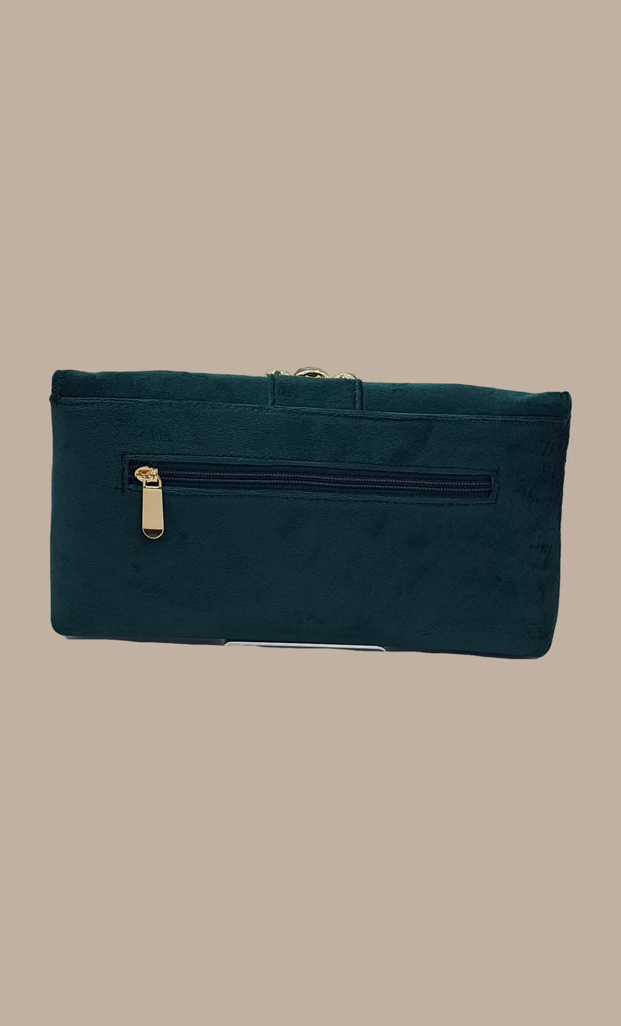 Deep Green Embroidered Clutch