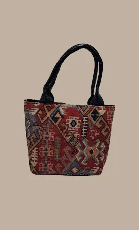 Deep Red Woven Handbag