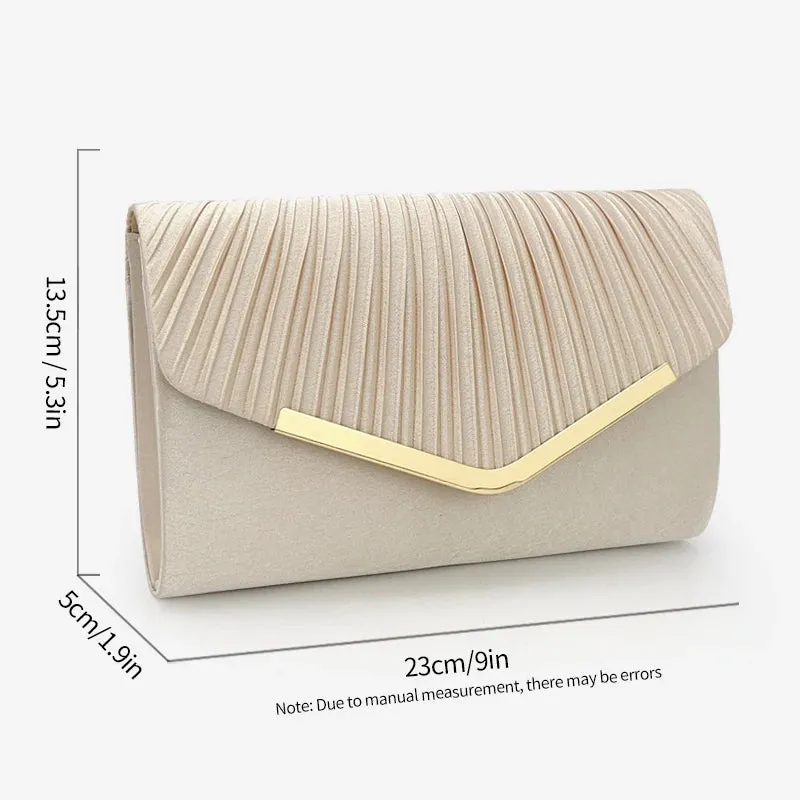 Elegant Pleated Envelope Clutch Formal Banquet Handbag