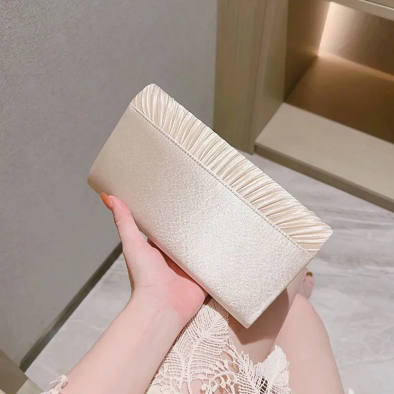 Elegant Pleated Envelope Clutch Formal Banquet Handbag