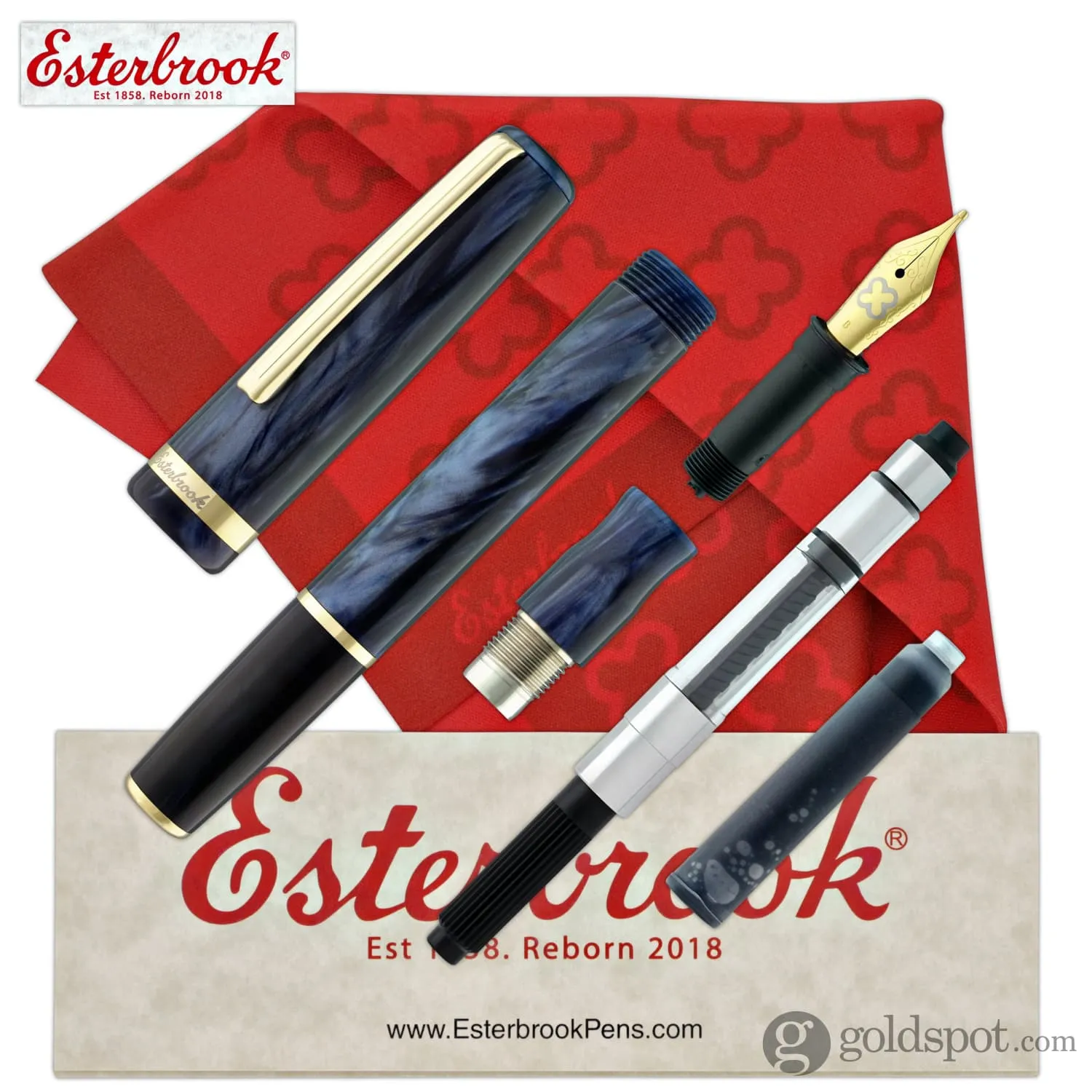 Esterbrook JR Pocket Fountain Pen in Capri Blue with Gold Trim