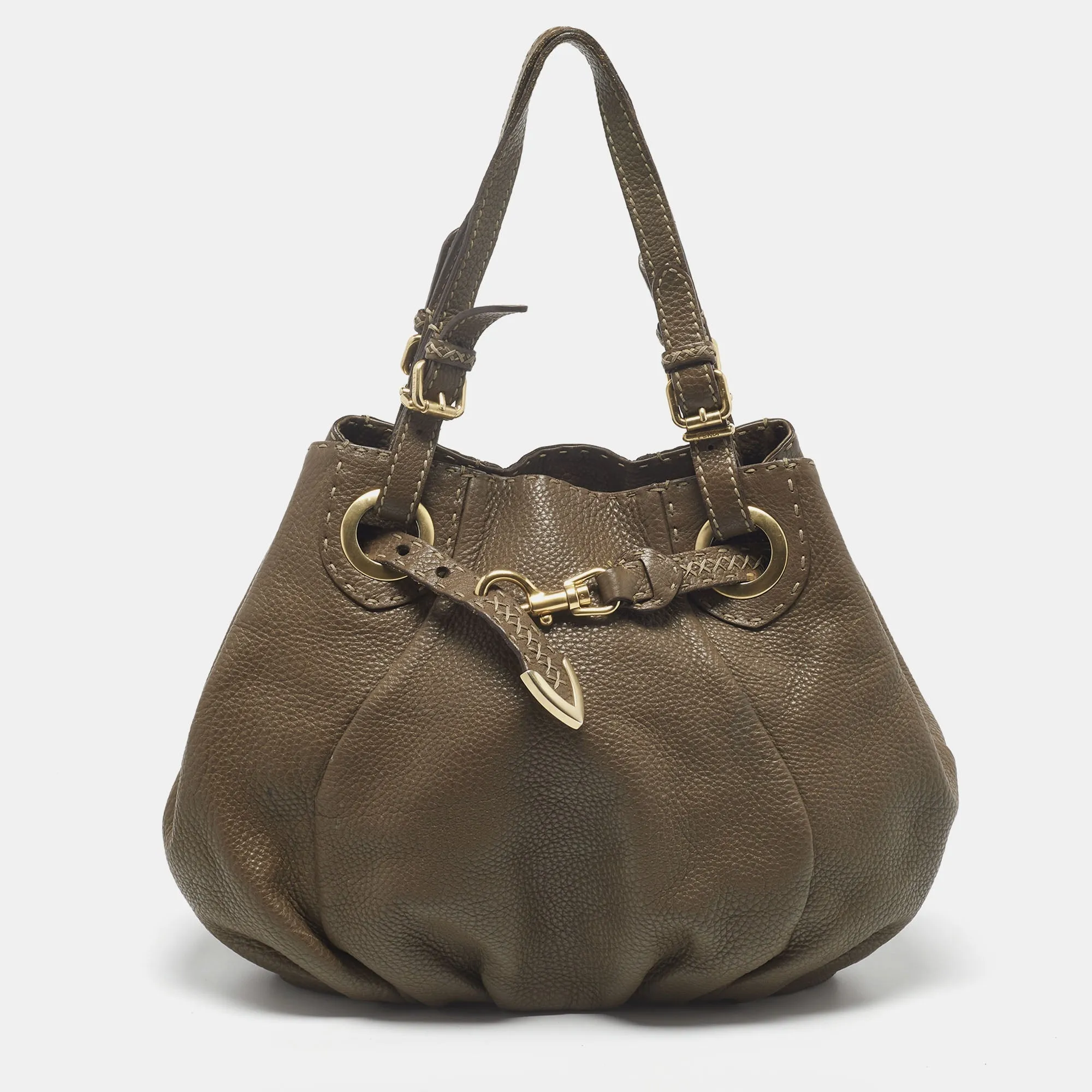 FENDI Brown Selleria Leather Hobo