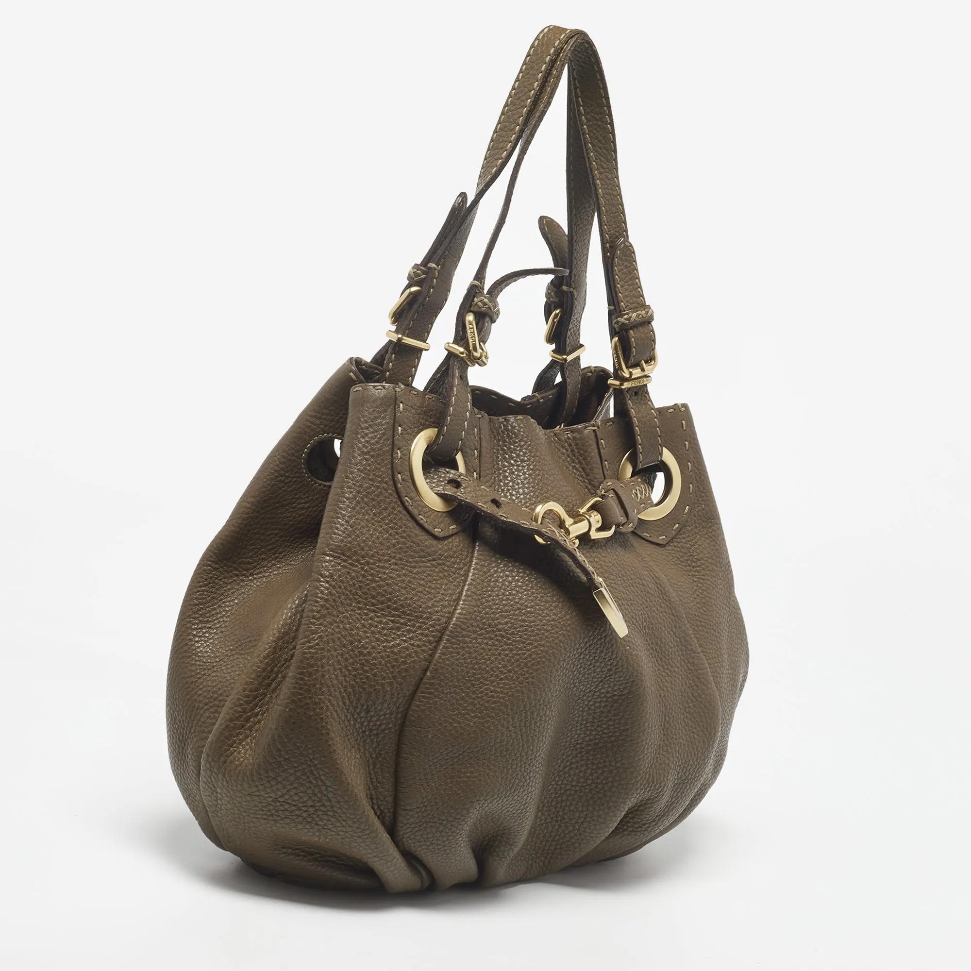 FENDI Brown Selleria Leather Hobo