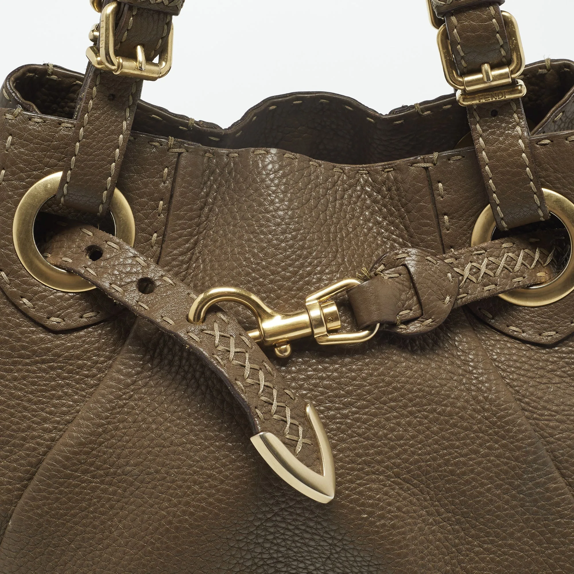 FENDI Brown Selleria Leather Hobo