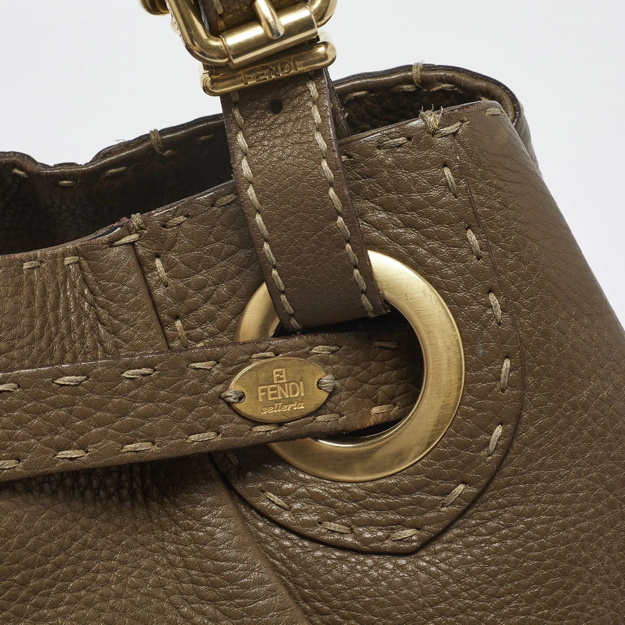 FENDI Brown Selleria Leather Hobo