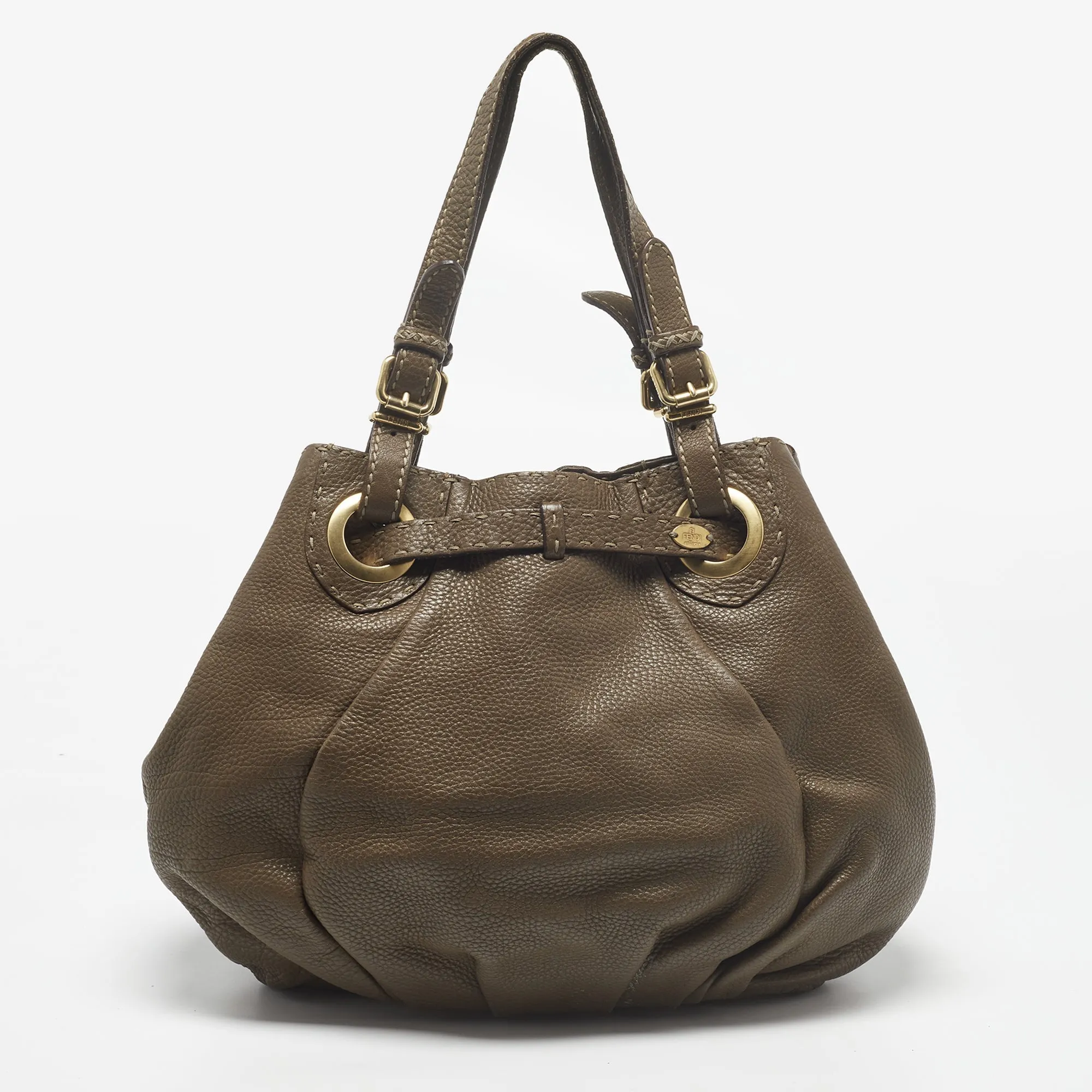 FENDI Brown Selleria Leather Hobo