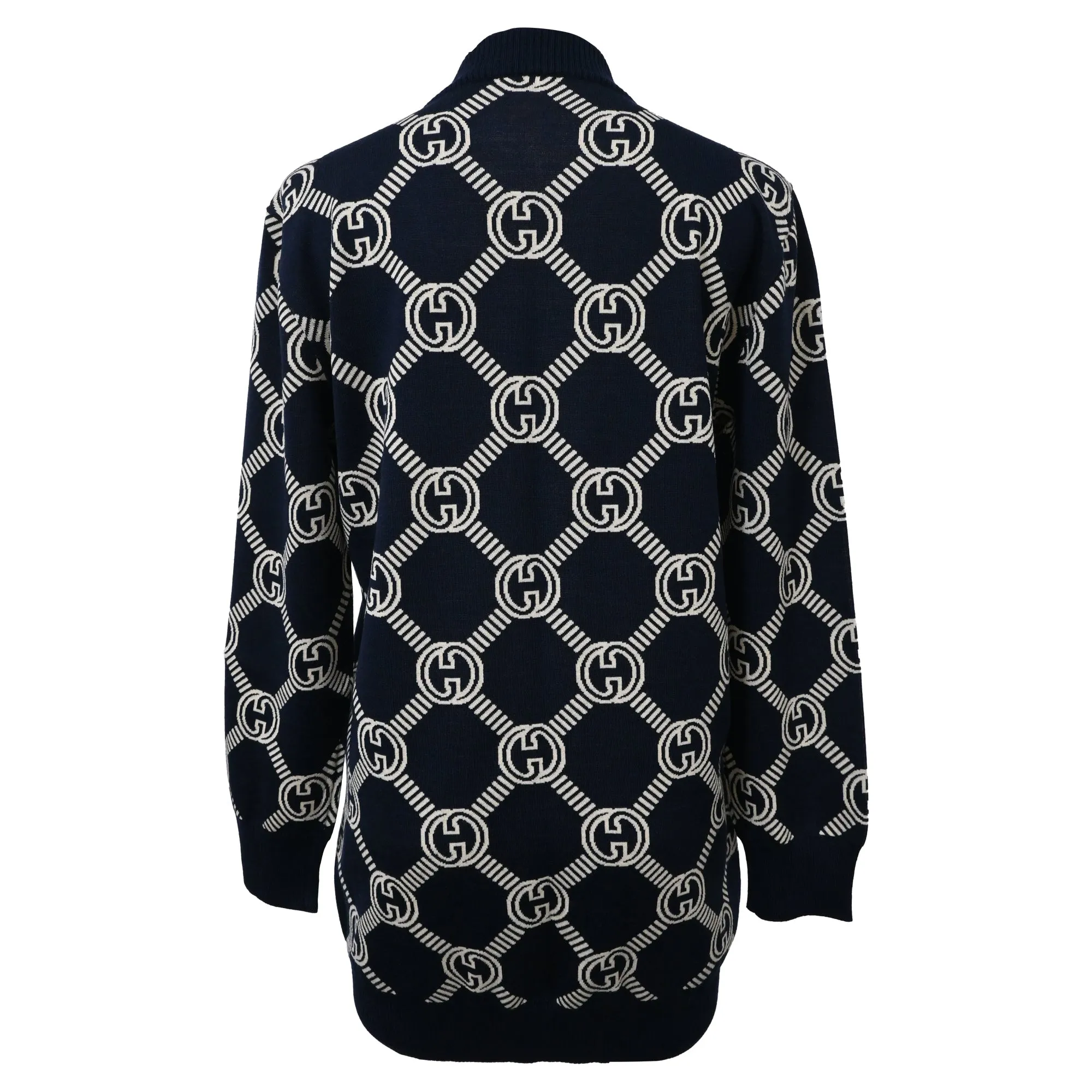 Gucci Reversible GG Button-Down Jacquard Cardigan in Multicolor Wool