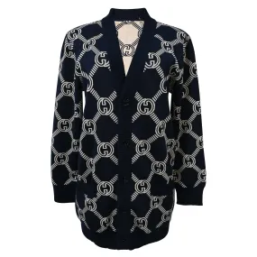 Gucci Reversible GG Button-Down Jacquard Cardigan in Multicolor Wool