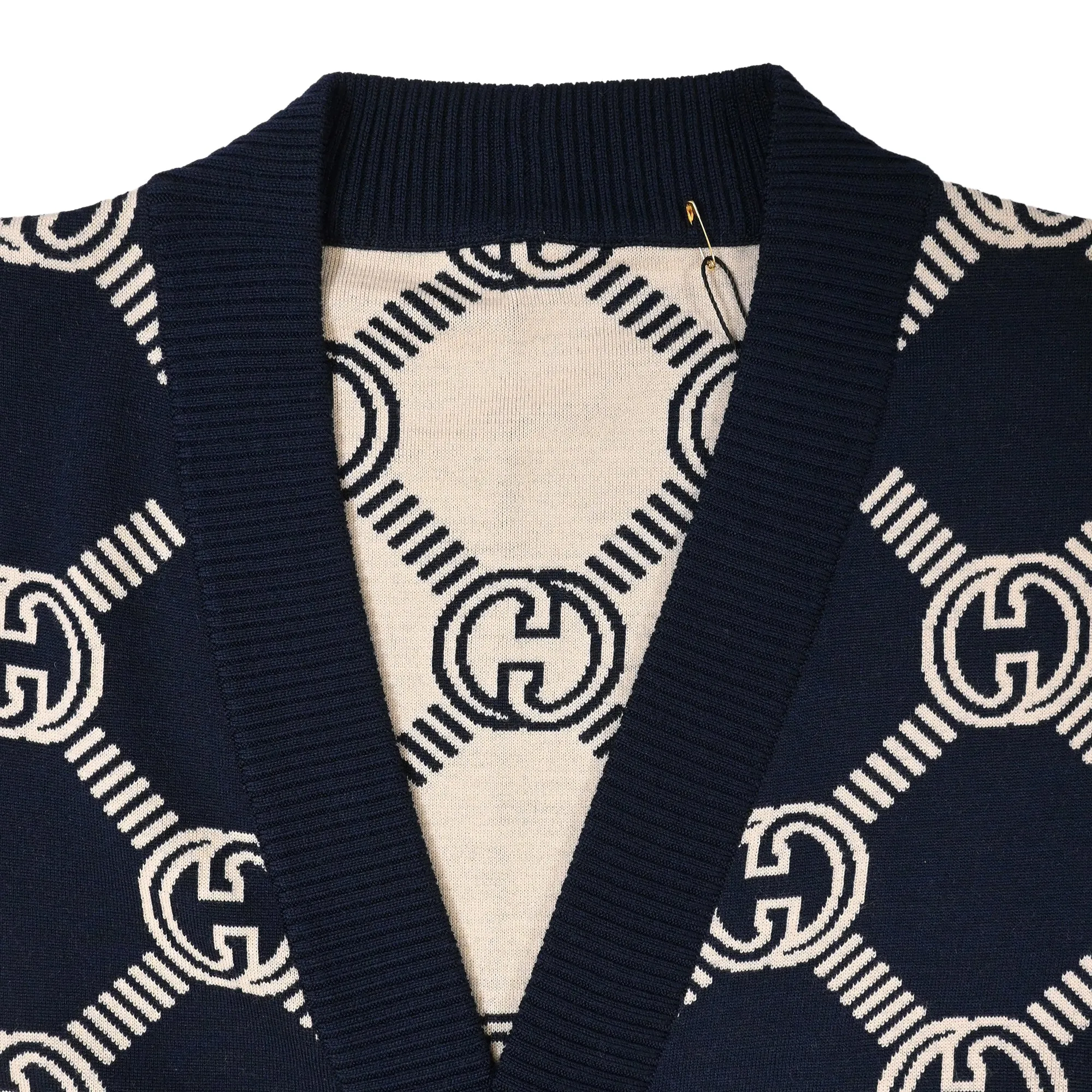 Gucci Reversible GG Button-Down Jacquard Cardigan in Multicolor Wool