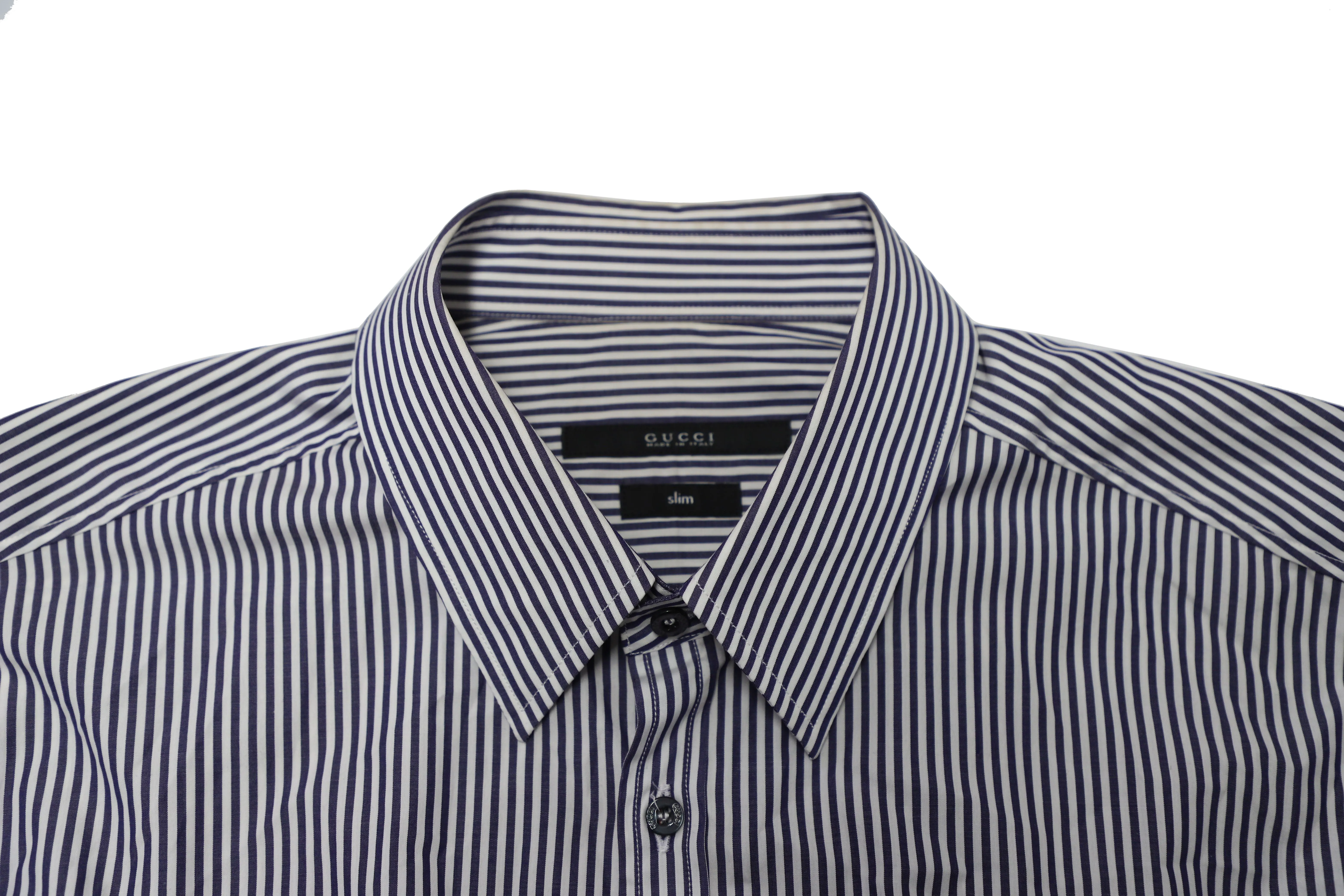 Gucci Striped Button Front Slim Fit Shirt in Black and White Cotton