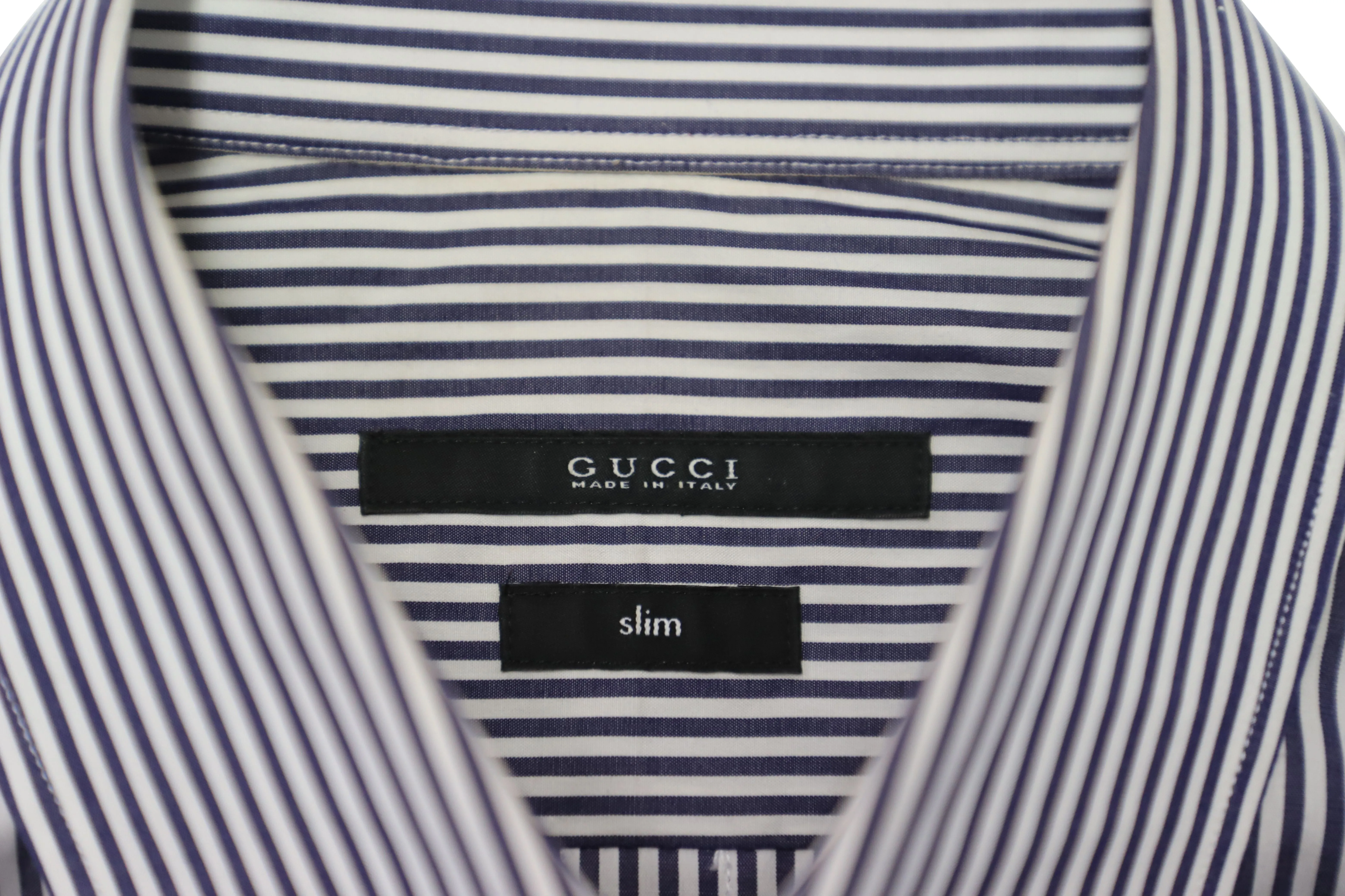 Gucci Striped Button Front Slim Fit Shirt in Black and White Cotton