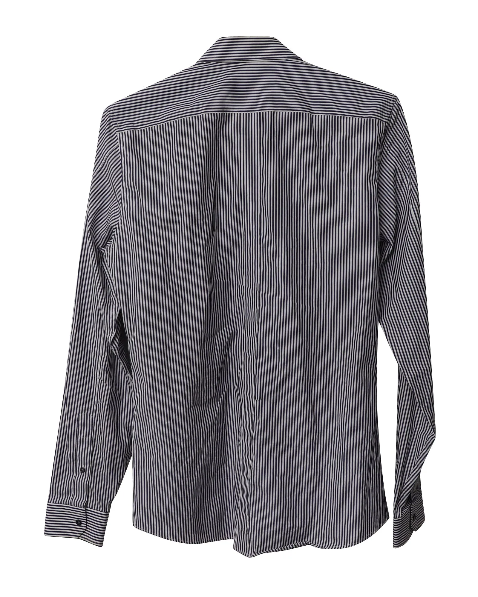 Gucci Striped Button Front Slim Fit Shirt in Black and White Cotton