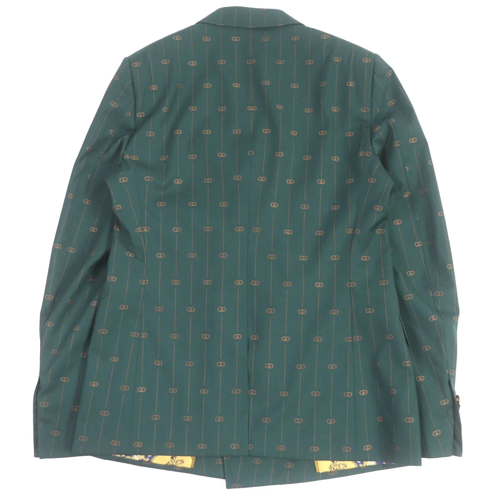 GUCCI tailored jacket 574367 Outer: 100% wool, Lining: 100% silk, Part: 100% rayon, Sleeve lining: 100% cupra green mens 48 Used