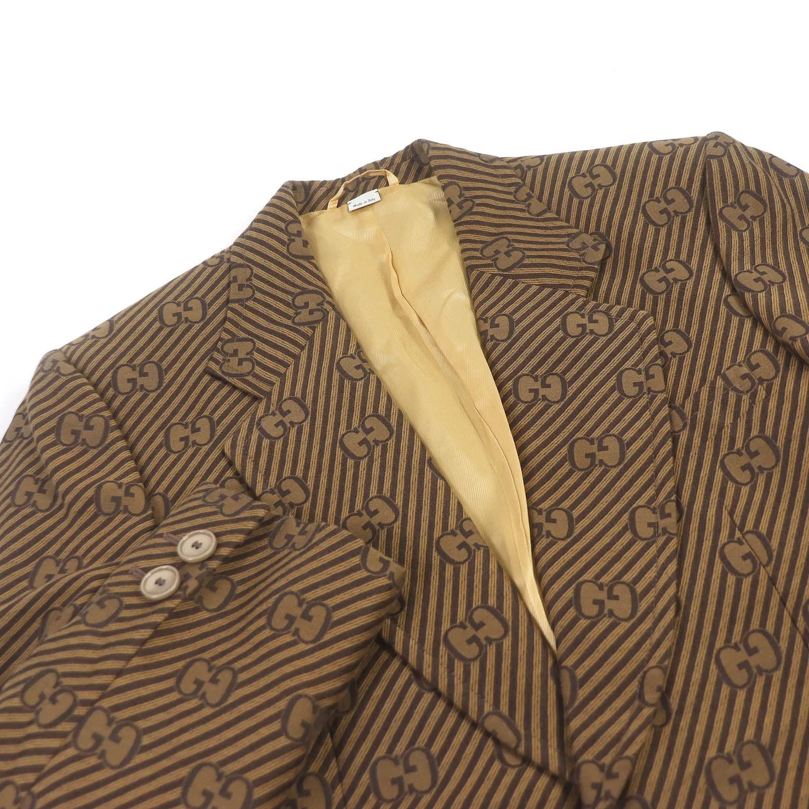 GUCCI tailored jacket 618666 Outer: 68% cotton, Outer: 32% silk, Lining: 100% rayon, Sleeve lining: 100% cupra Brown mens 50 Used