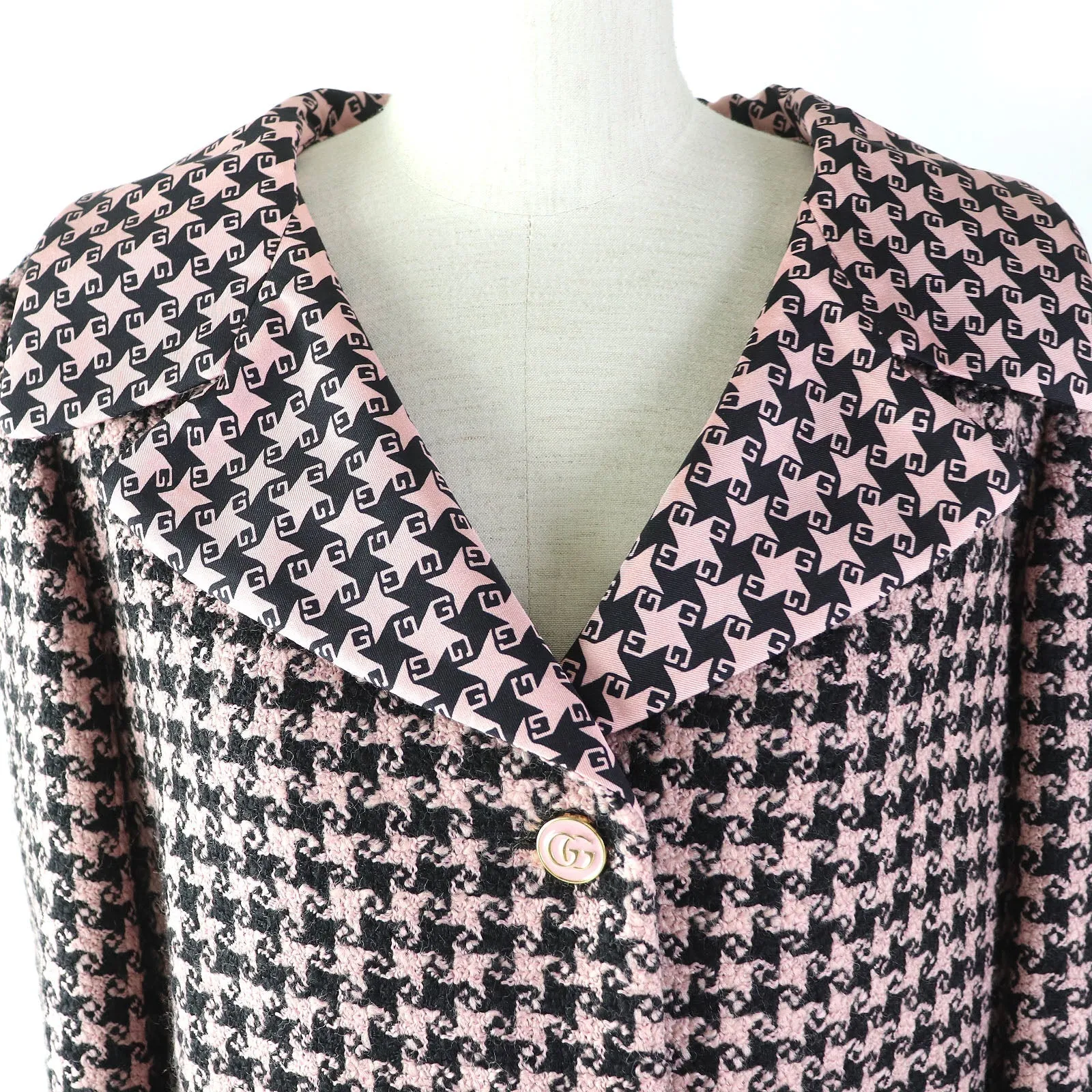 GUCCI tailored jacket 674323 Main: 90% wool, Main: 10% polyamide (nylon), Lining: 100% silk Pink black Women 40 Used