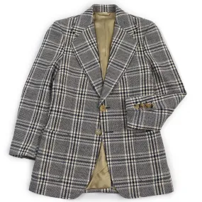 GUCCI tailored jacket 712855 Outer material: 54% wool, 33% cotton, 7% linen, 6% polyamide (nylon), 100% rayon lining, 100% cupra sleeve lining, 100% cotton pocket lining Blue Ivory HA HA HA CHECK JACKET mens 46 Used