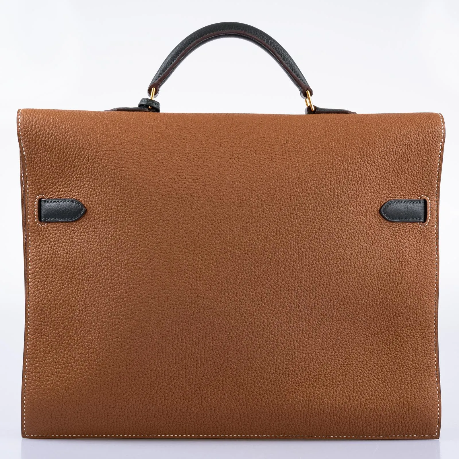 Hermès HSS Kelly Depeches 34 Gold and Vert Cypress Togo Gold Hardware