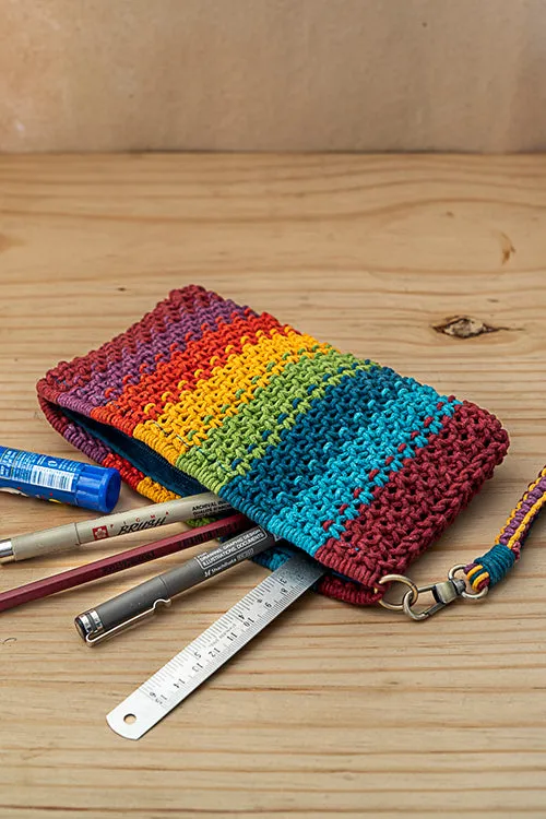 Iris Striped Hand-Knotted Pouch