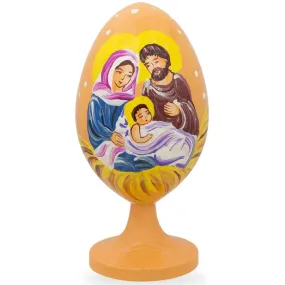 Jesus, Mary and Joseph Nativity Scene Wooden Easter Egg Figurine