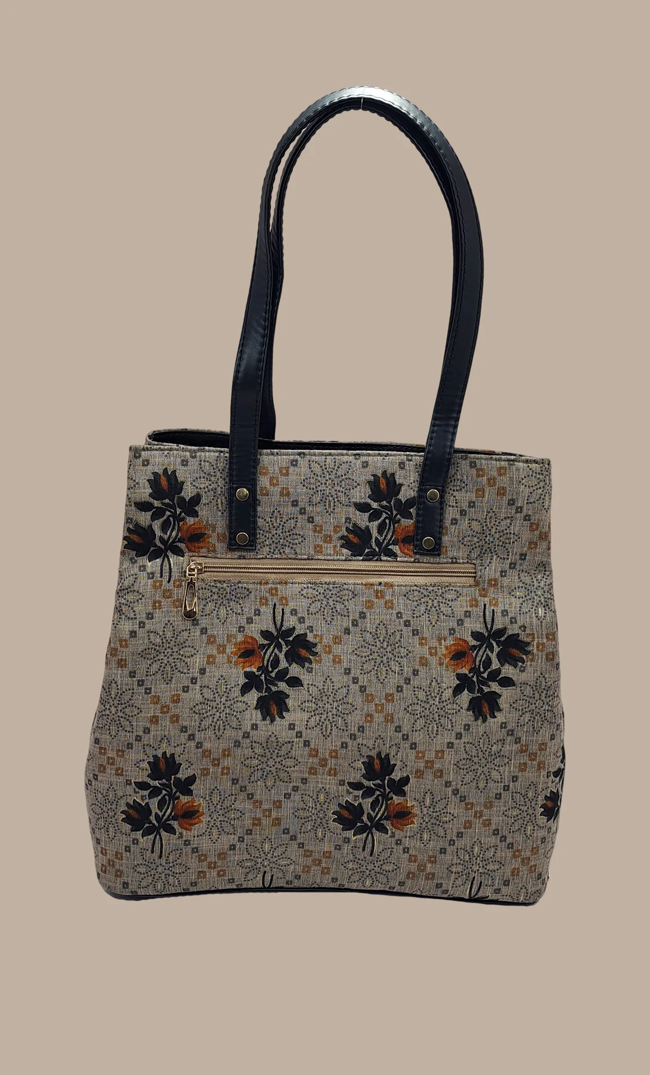 Khaki Printed Handbag