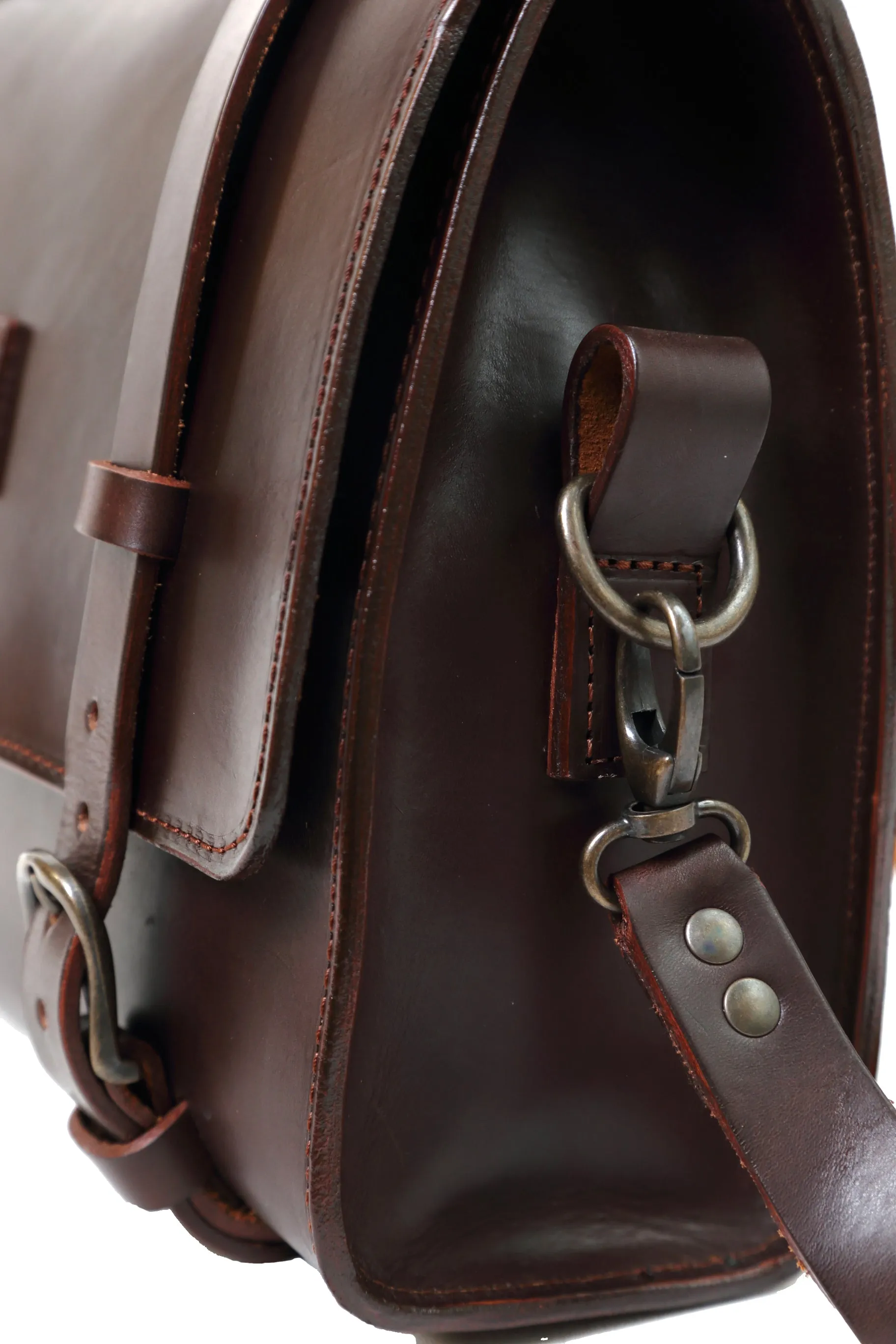 Leather Briefcase in Cuoio Dark Brown Mod 119