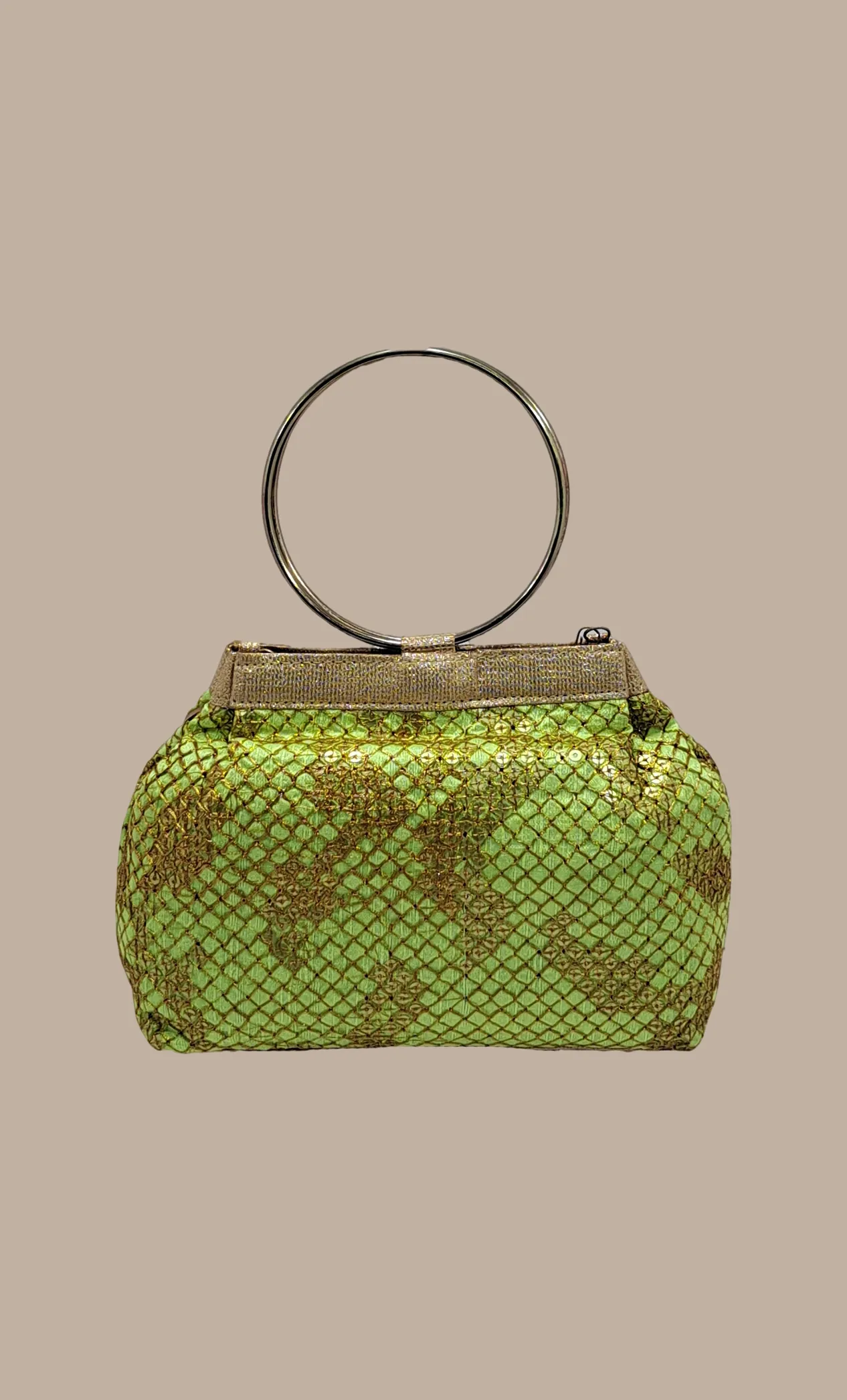 Lime Green Embroidered Handbag