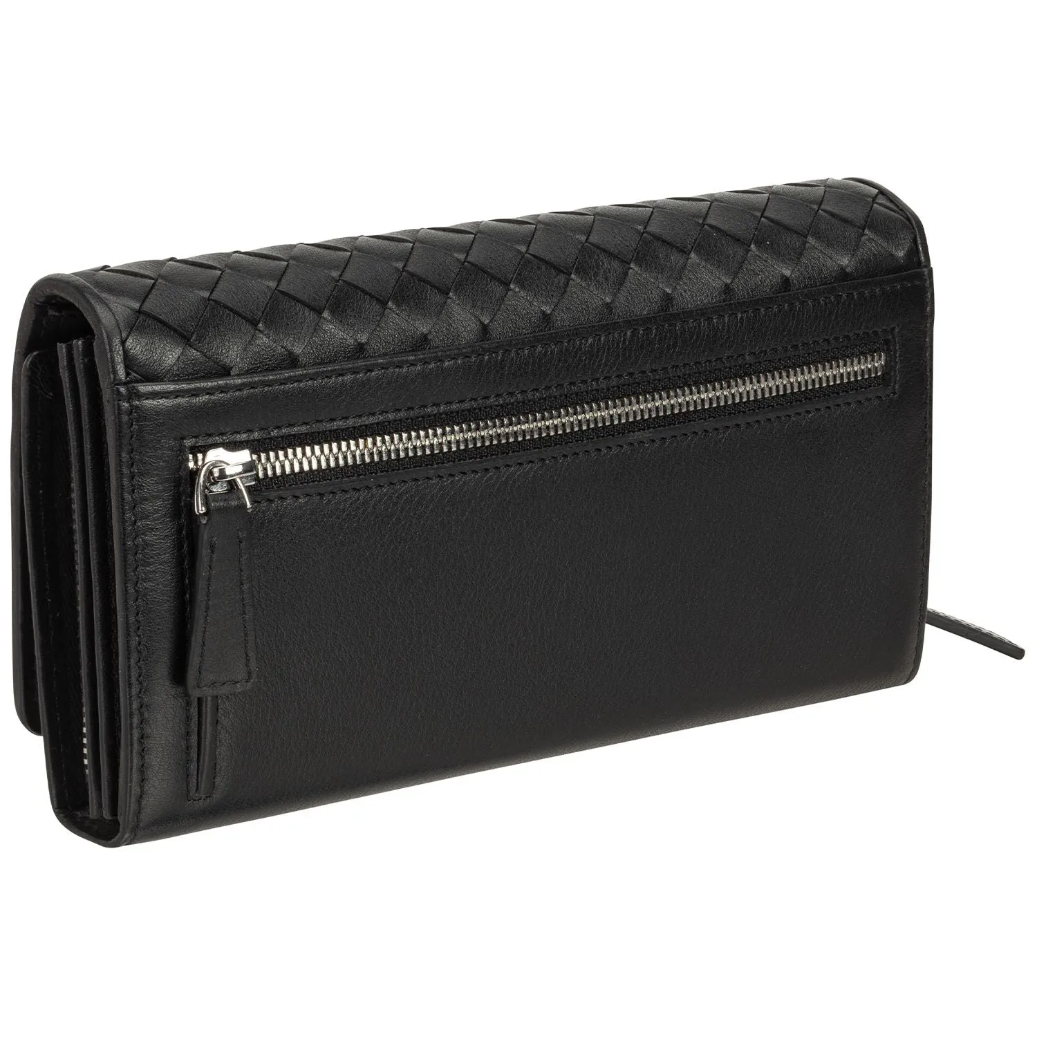 Mancini BASKET WEAVE RFID Secure Clutch Wallet