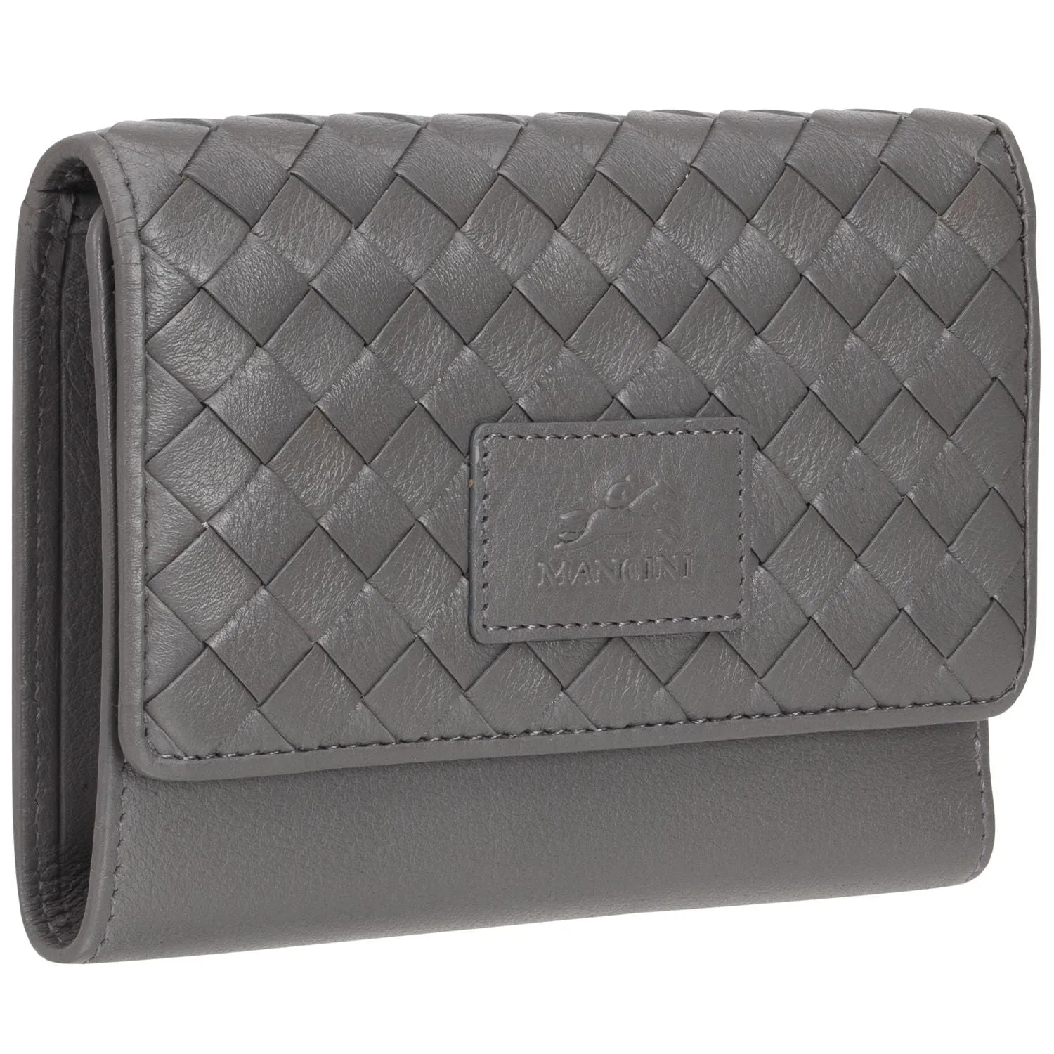 Mancini BASKET WEAVE RFID Secure Medium Clutch Wallet