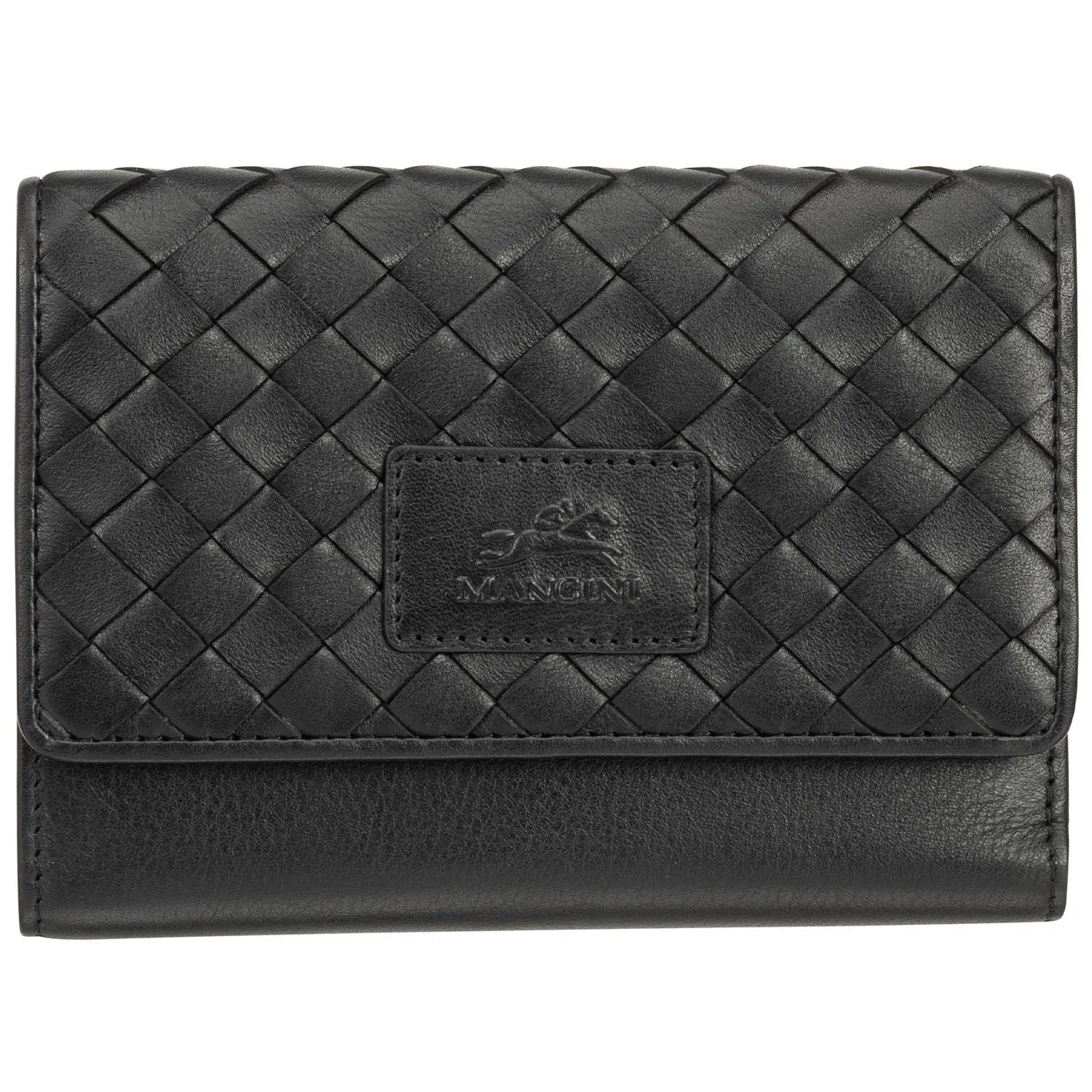 Mancini BASKET WEAVE RFID Secure Medium Clutch Wallet