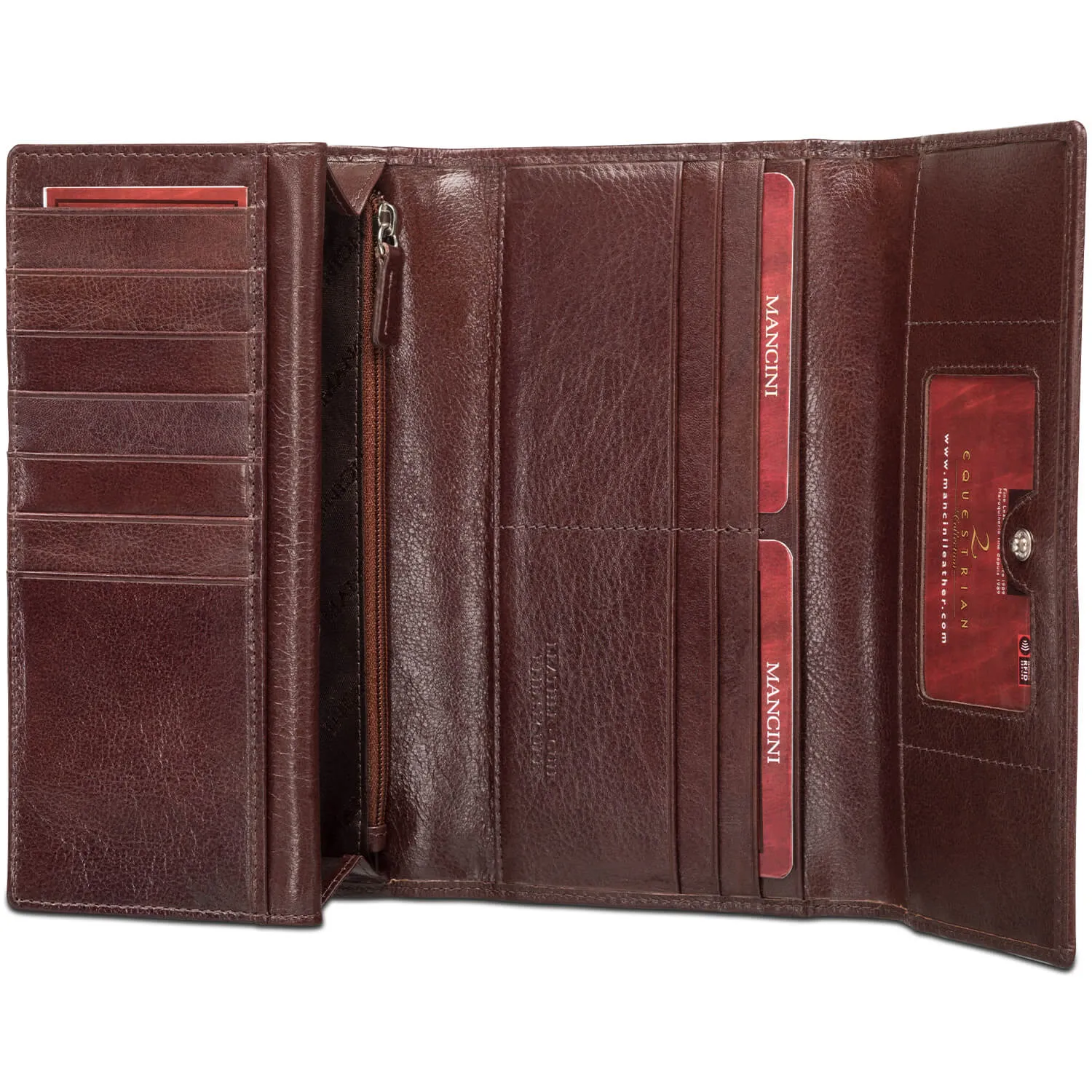 Mancini Ladies’ RFID Secure Trifold Checkbook Wallet