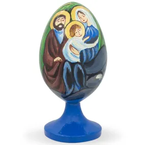 Mary and Joseph Holding Jesus Wooden Figurine