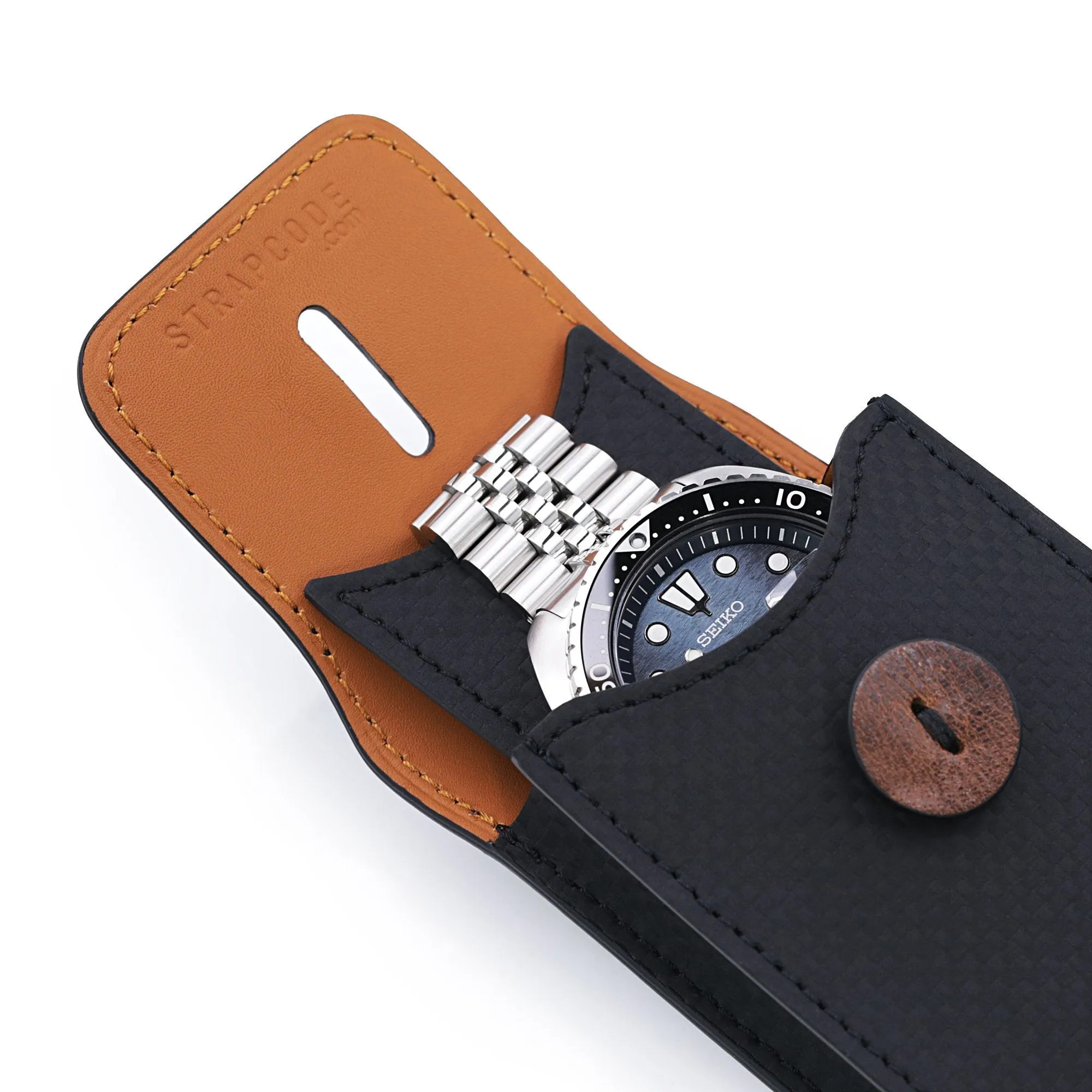 MT-3 German Leather Watch Pouch in Carbon Fiber Pattern for Watch Bracelet