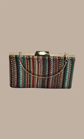 Multi-Colour Embroidered Clutch