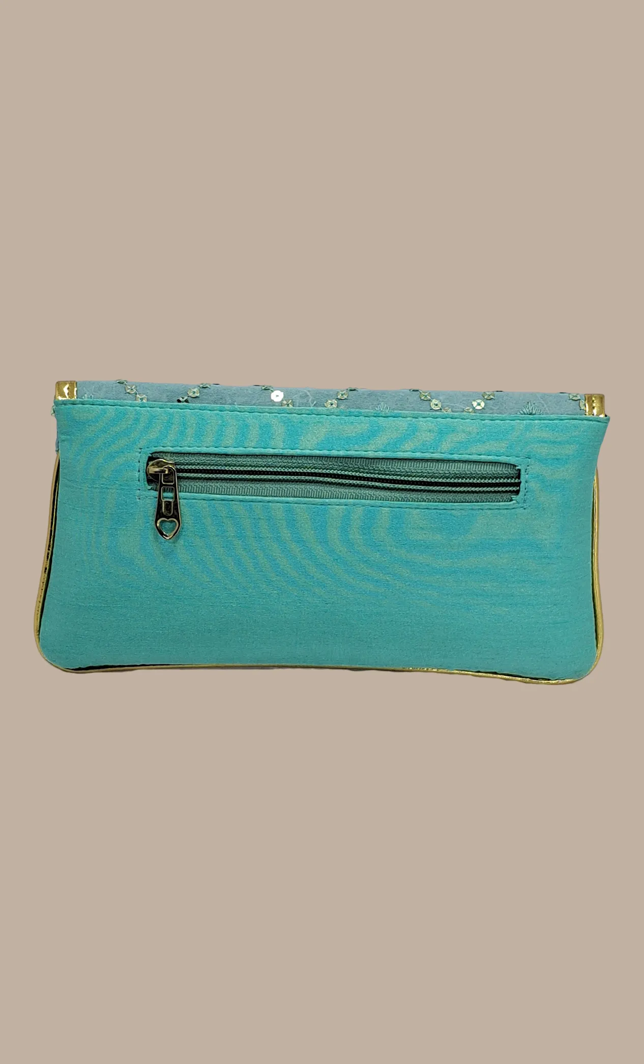 Pale Aqua Embroidered Clutch