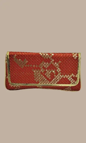 Red Embroidered Clutch