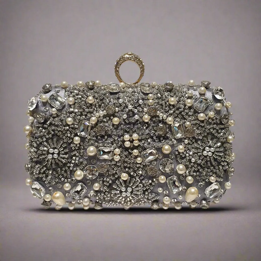 Silver | Fancy clutch for bridal wear