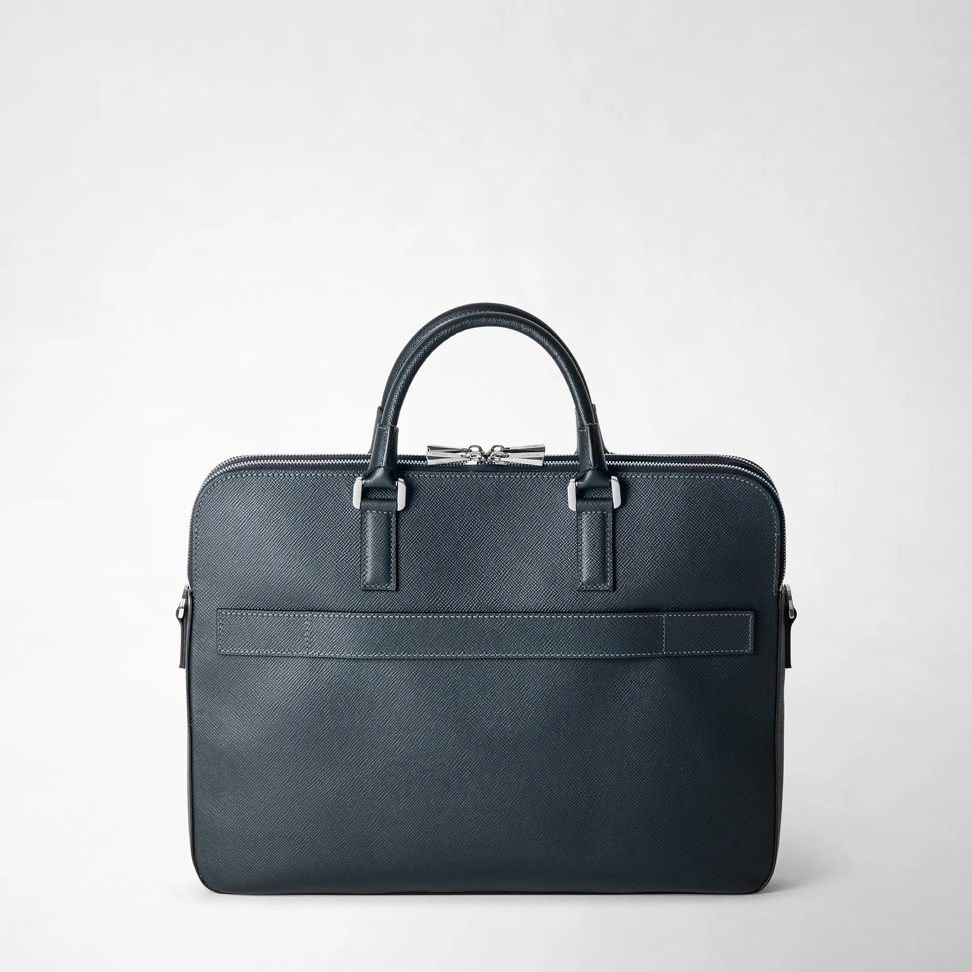 SLIM BRIEFCASE WITH DOUBLE ZIP IN EVOLUZIONE LEATHER