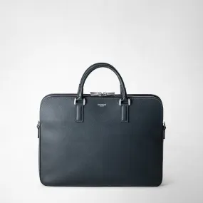 SLIM BRIEFCASE WITH DOUBLE ZIP IN EVOLUZIONE LEATHER