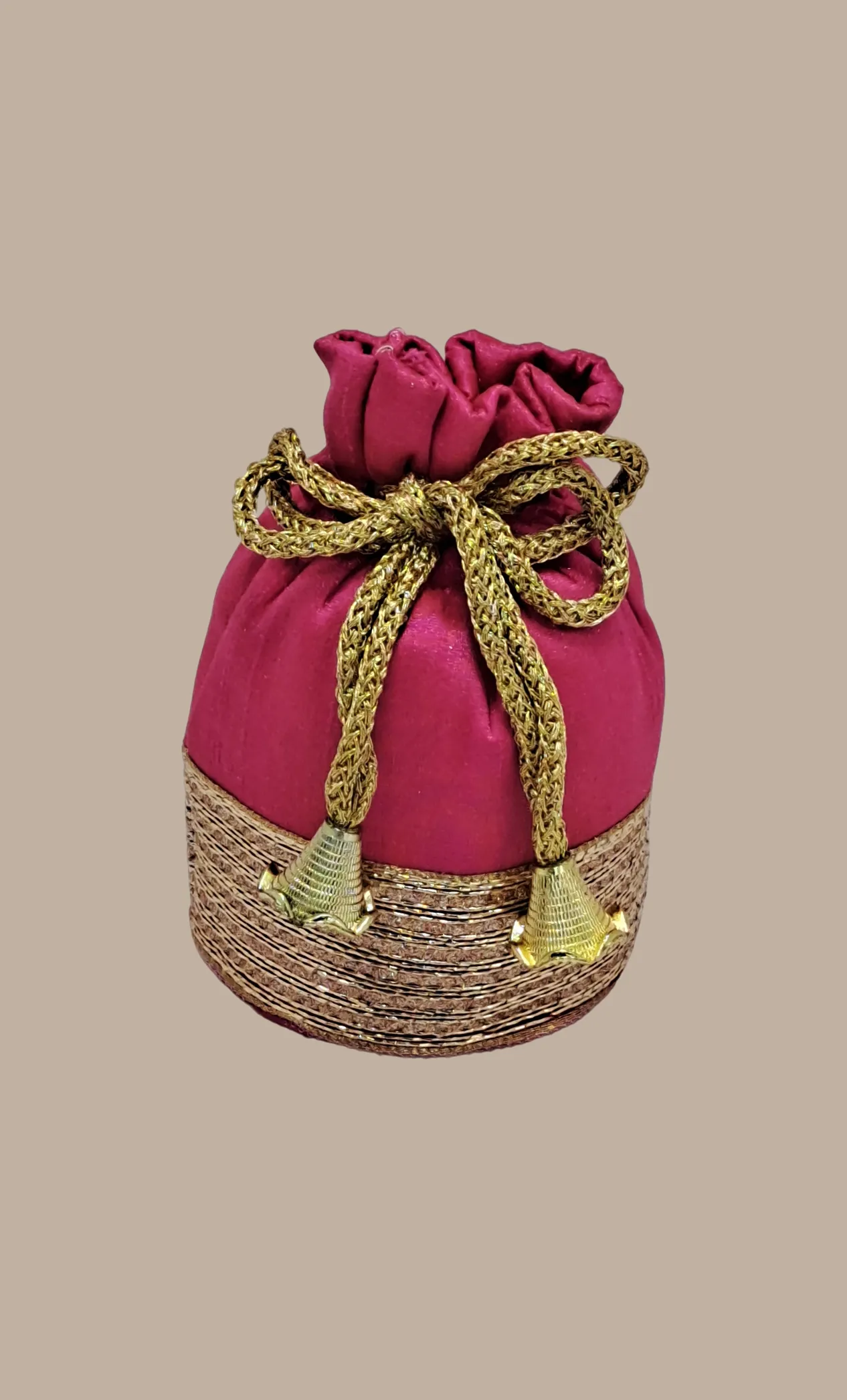 Small Cerise Embroidered Pouch Bag